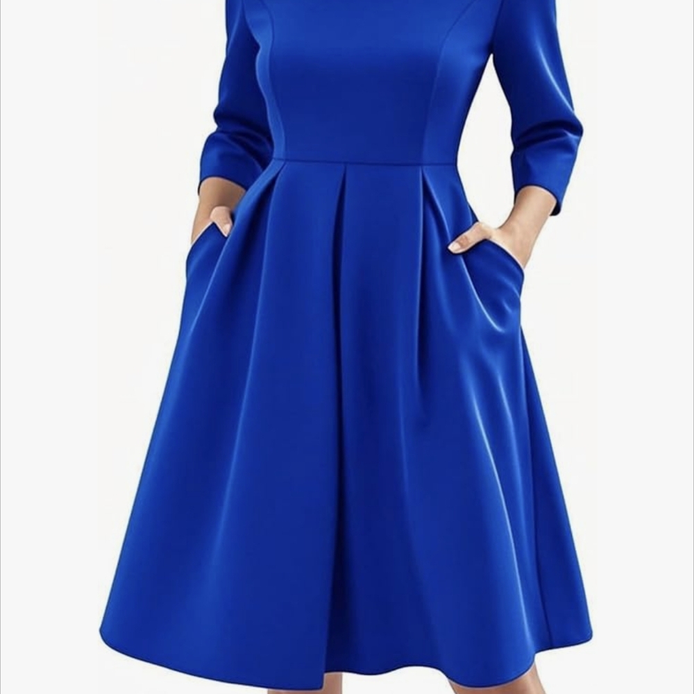 Elegant Blue Long Sleeve Dress